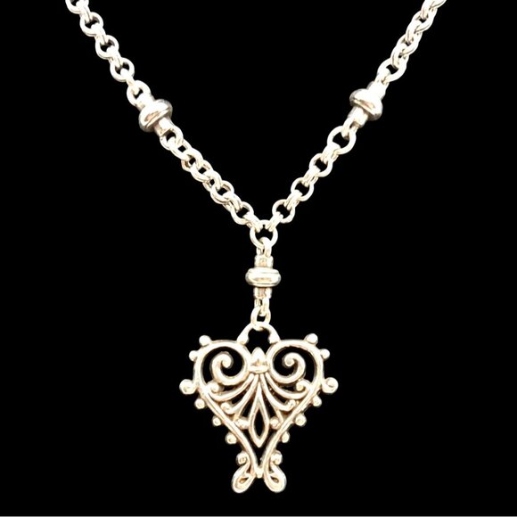 Brighton Capri Heart 2 PC Silver Plated Necklace Earrings Set w/ Collectible Tin - Picture 6 of 6